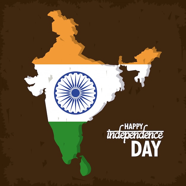 Karta Dzień Niepodległości Indii Kolorowy