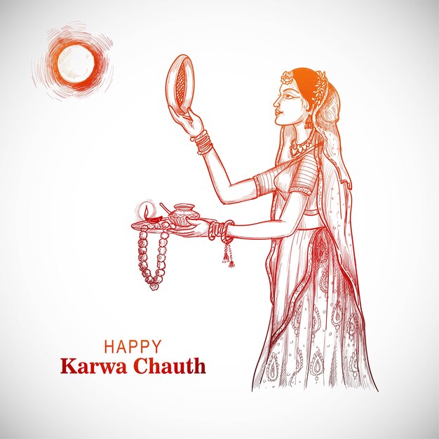 Karta festiwalu Karwa Chauth z Indianką