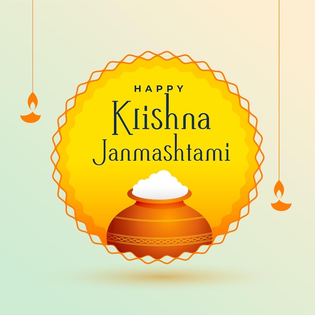 Karta Festiwalu Krishna Janmashtami Z Wektorem Makhan Matki