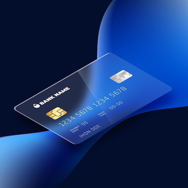 Bezpłatny wektor karta kredytowa z efektem szkła izometrycznego