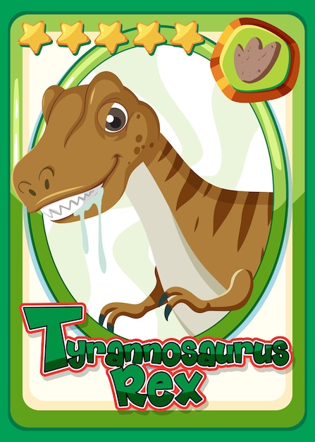 Bezpłatny wektor karta postaci z kreskówki tyrannosaurus rex