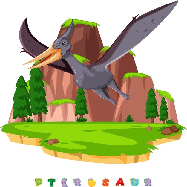 Karta słowna dinozaura dla pterozaura