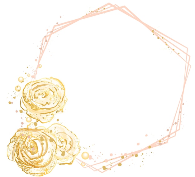 Bezpłatny wektor karta ślubna złote róże wystrój wektor wzory