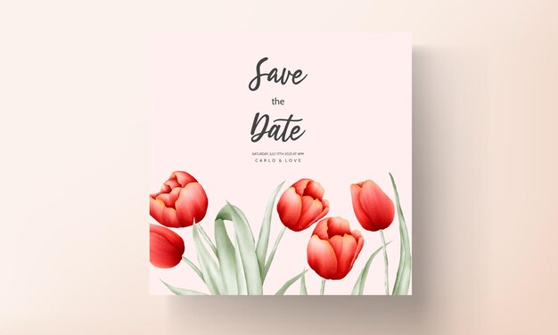 Karta zaproszenie na ślub romantyczny kwiat tulipana