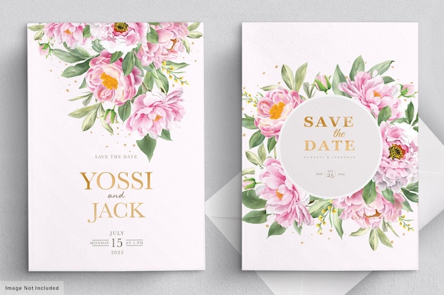 Bezpłatny wektor karta zaproszenie na ślub z pięknymi kwiatami