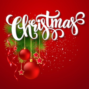 Kartka świąteczna napis z gałęzi ostrokrzewu i jodły. ilustracja wektorowa eps 10