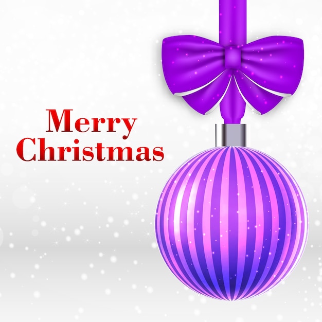 Bezpłatny wektor kartka świąteczna z piękne paski fioletowe bombki