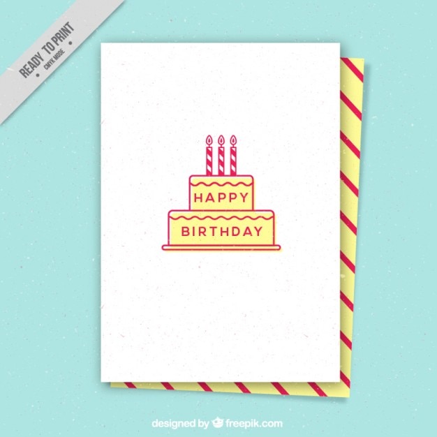 Bezpłatny wektor kartka urodzinowa z żółtym ciastem