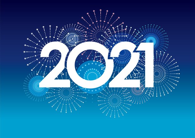Kartkę z życzeniami nowego roku 2021 z fajerwerkami