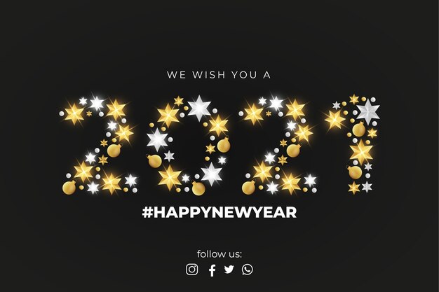 Kartkę Z życzeniami Szczęśliwego Nowego Roku 2021 Z Elegancką Dekoracją świąteczną