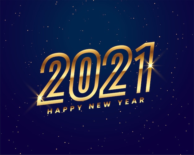 Kartkę z życzeniami szczęśliwego nowego roku 2021 ze złotymi błyszczącymi numerami 2021