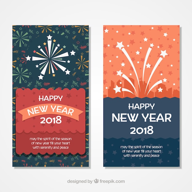 Bezpłatny wektor karty nowego roku z fajerwerkami
