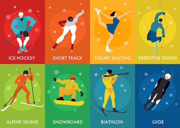 Bezpłatny wektor karty sportów zimowych
