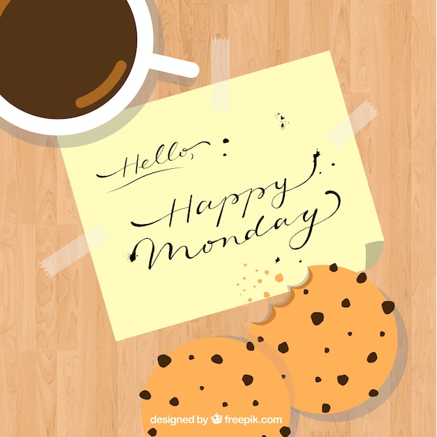 Kawa Tła Z Plików Cookie I Wszystkiego Najlepszego Z Okazji Notatki Poniedziałek