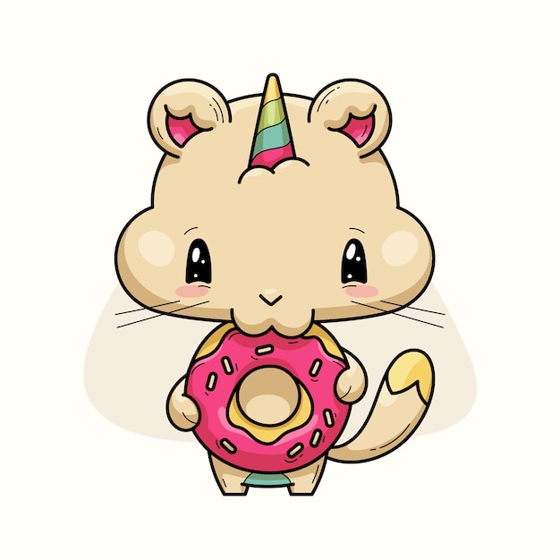 Kawaii ręcznie rysowane ilustracja kawaii