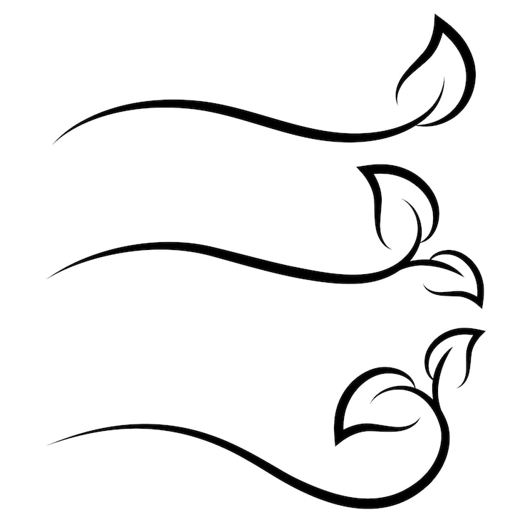 Bezpłatny plik Wektor kędzierzawa linia liści doodles