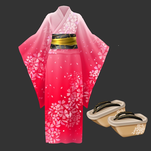 Kimono I Geta, Japońska Sukienka Yukata.