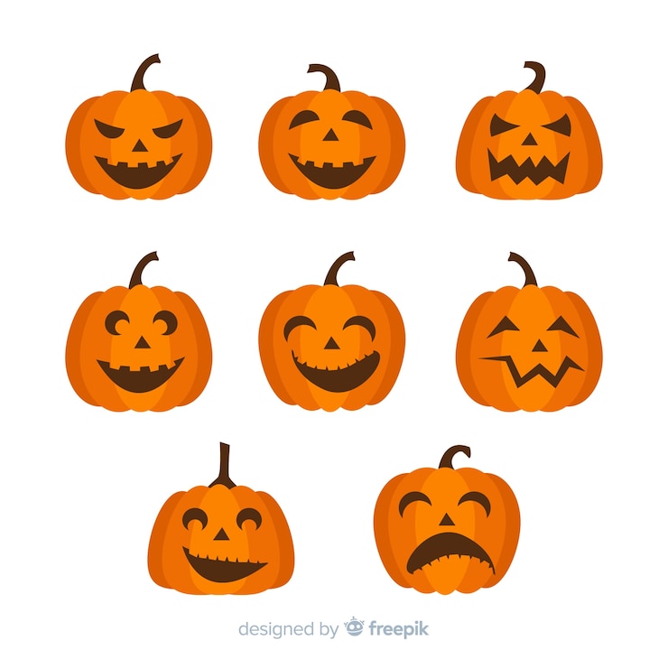 Bezpłatny plik Wektor klasyczna kolekcja dyni halloween z płaska konstrukcja