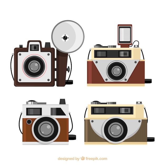 Bezpłatny wektor klasyczna kolekcja kamer zabytkowych