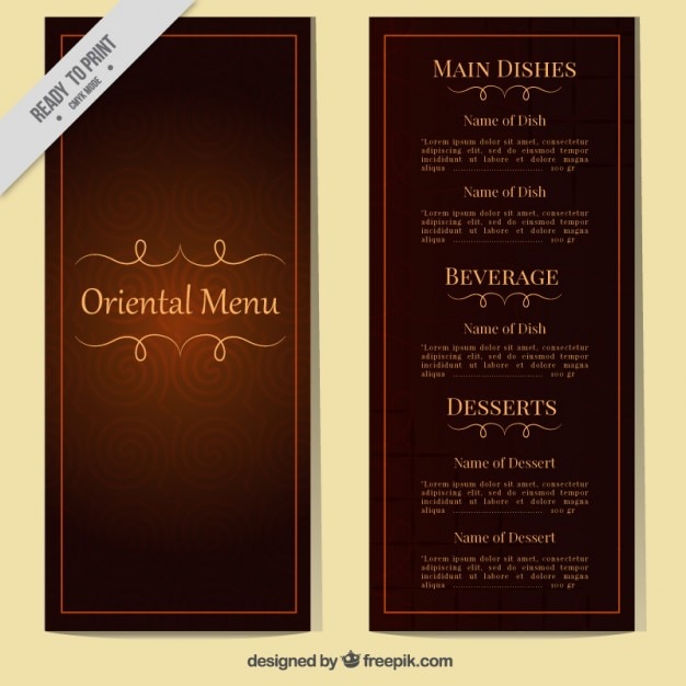 Klasyczne Menu Orientalne