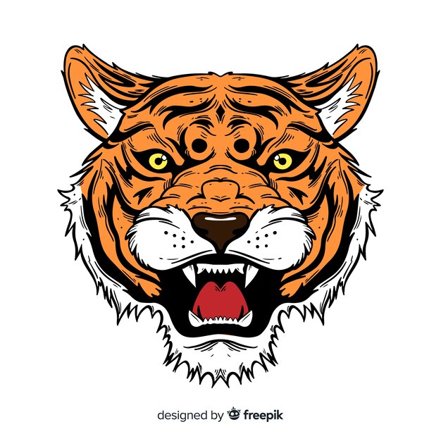 Klasyczne ręcznie rysowane compositio tygrysa
