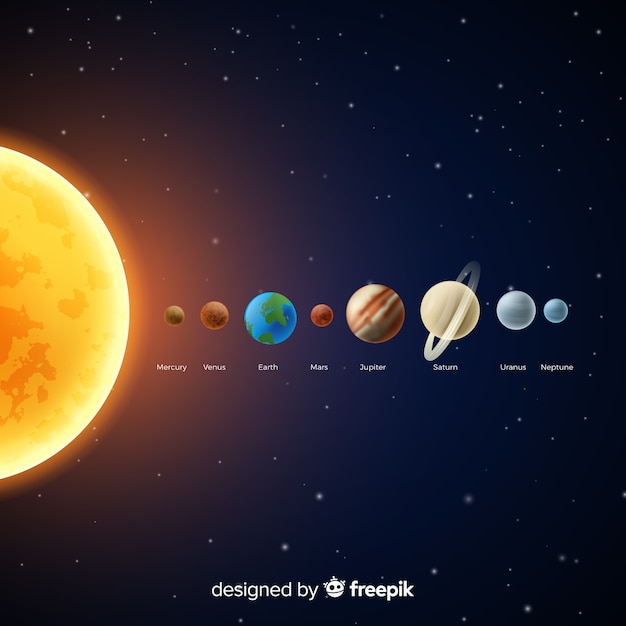 Klasyczny schemat układu słonecznego o realistycznym designie