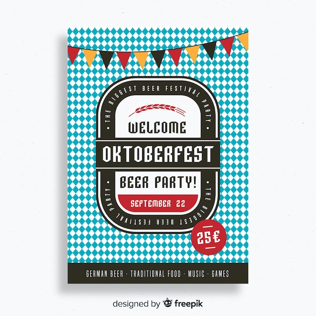 Klasyczny Szablon Plakat Oktoberfest Z Płaska Konstrukcja