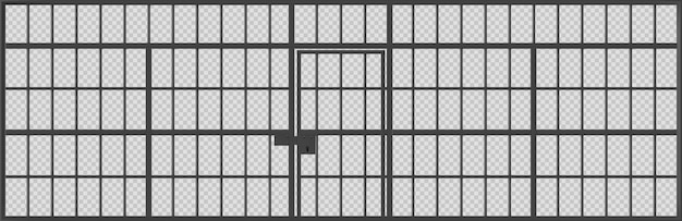 Bezpłatny wektor klatka więzienna z zamkniętymi drzwiami więzienia z metalowymi kratami