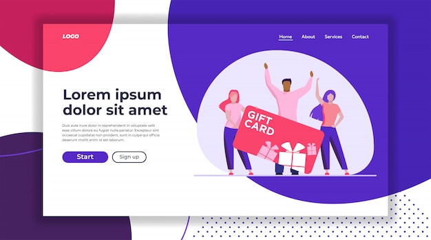 Klienci reklamujący szablon strony docelowej karty upominkowej