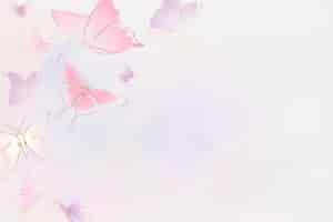 Bezpłatny wektor kobiecy motyl tło, różowe obramowanie, wektor zwierzę ilustracja