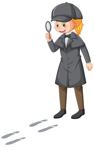 Kobieta detektyw w brązowym płaszczu i kapeluszu