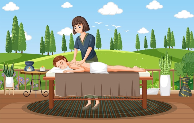 Bezpłatny wektor kobieta dostaje masaż w spa