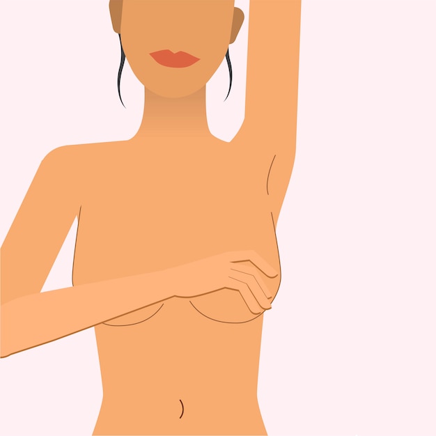 Bezpłatny wektor kobieta sprawdza jej piersi ilustracyjne