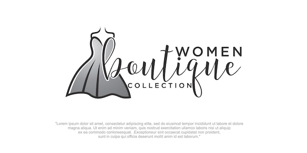 Kobieta sukienka wektor logo moda