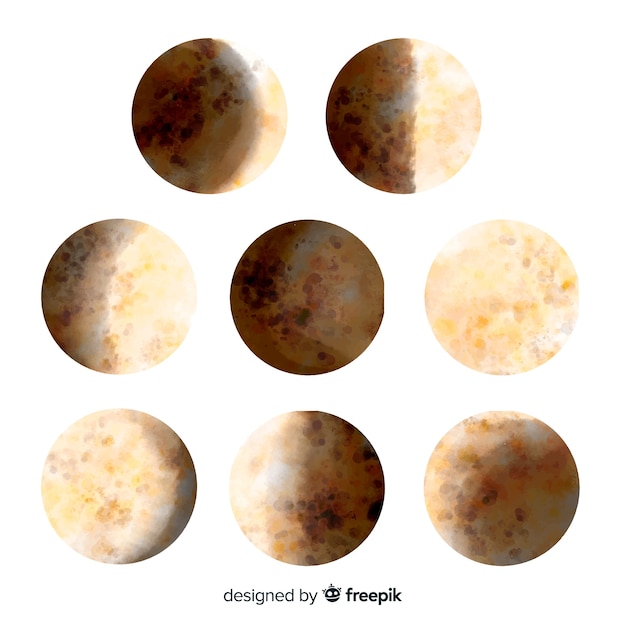 Kolekcja akwarela księżyca w odcieniach sepii