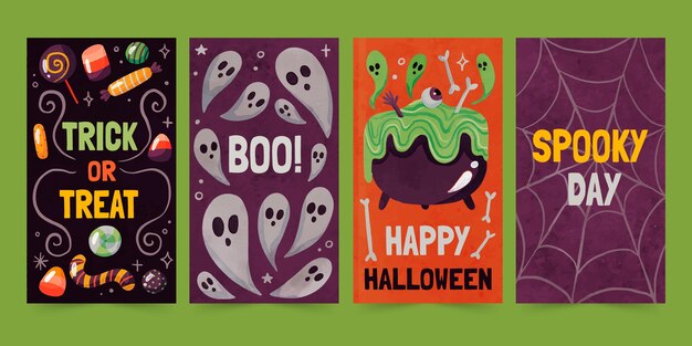 Kolekcja akwareli halloweenowych opowiadań na instagramie