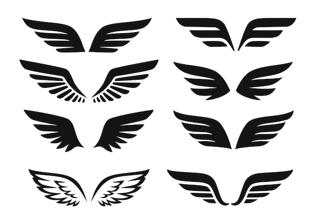 Kolekcja aniołów z czarnymi skrzydłami