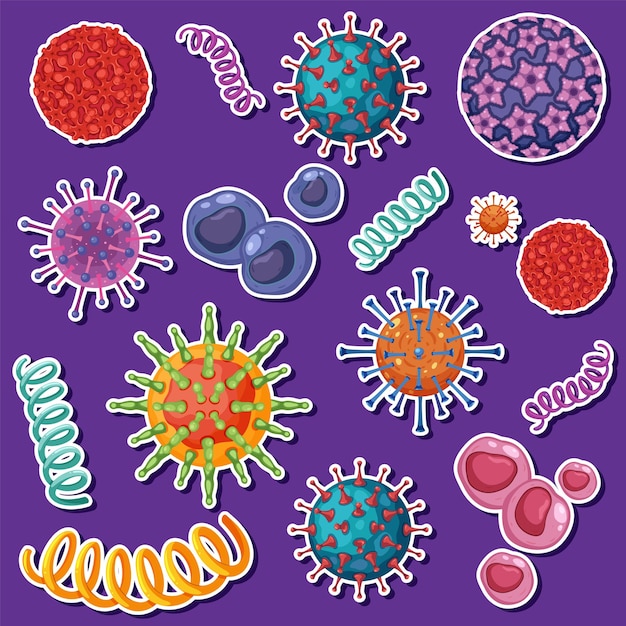 Bezpłatny wektor kolekcja bakterii zarazków i wirusów