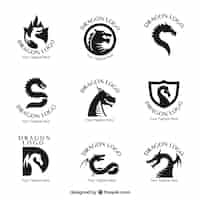Bezpłatny wektor kolekcja dragon logo o płaskiej konstrukcji