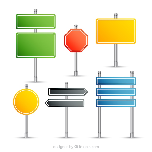 Bezpłatny wektor kolekcja drogowskazy
