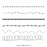 Bezpłatny wektor kolekcja drut kolczasty sylwetka