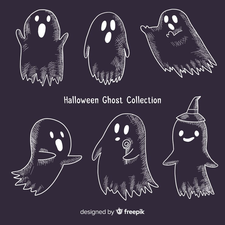 Bezpłatny plik Wektor kolekcja duchów halloween w różnych pozach
