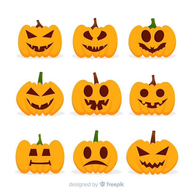 Kolekcja dyni halloween w płaskiej konstrukcji