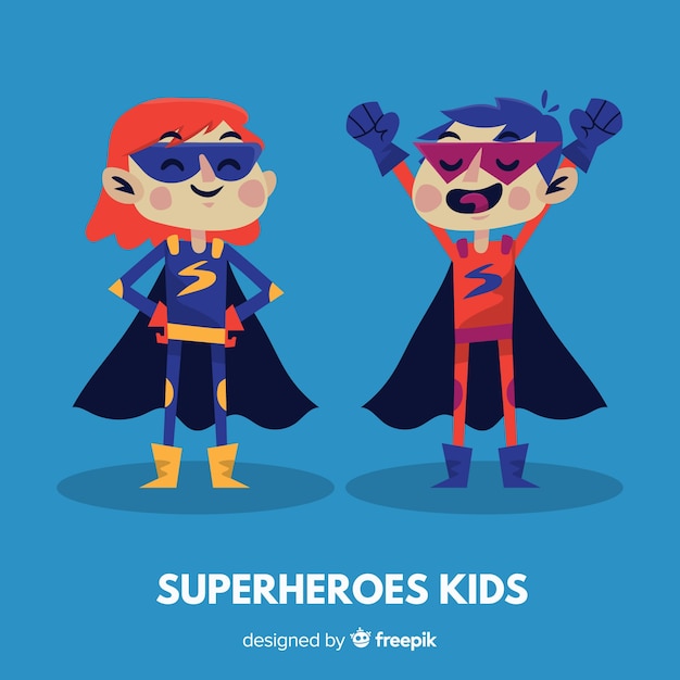 Bezpłatny wektor kolekcja dzieci superbohaterów