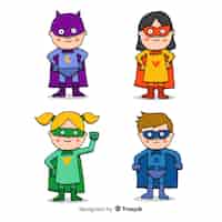 Bezpłatny wektor kolekcja dzieci superbohaterów