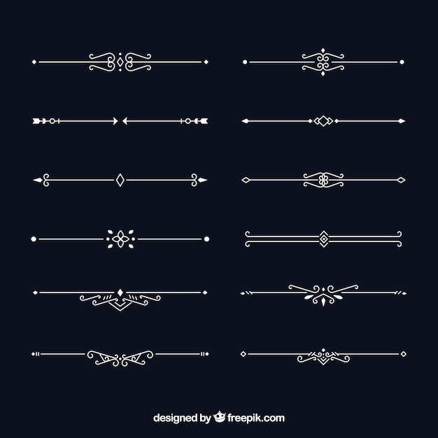 Bezpłatny wektor kolekcja dzielników w stylu kaligraficznym
