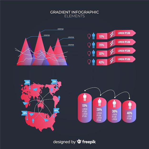 Bezpłatny wektor kolekcja element gradientu infographic