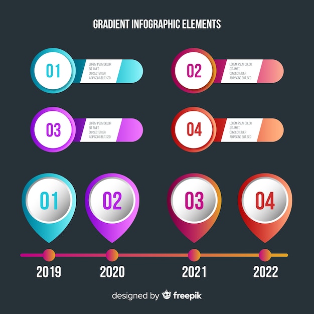 Bezpłatny wektor kolekcja element gradientu infographic