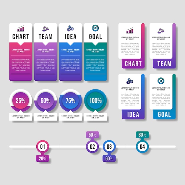 Kolekcja element gradientu infographic