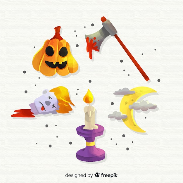 Kolekcja elementów akwarela halloween